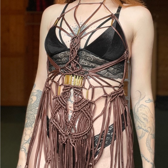 Handmade Macramé Rope Dress GoodVibeGoda Original Design - Picture 4 of 16